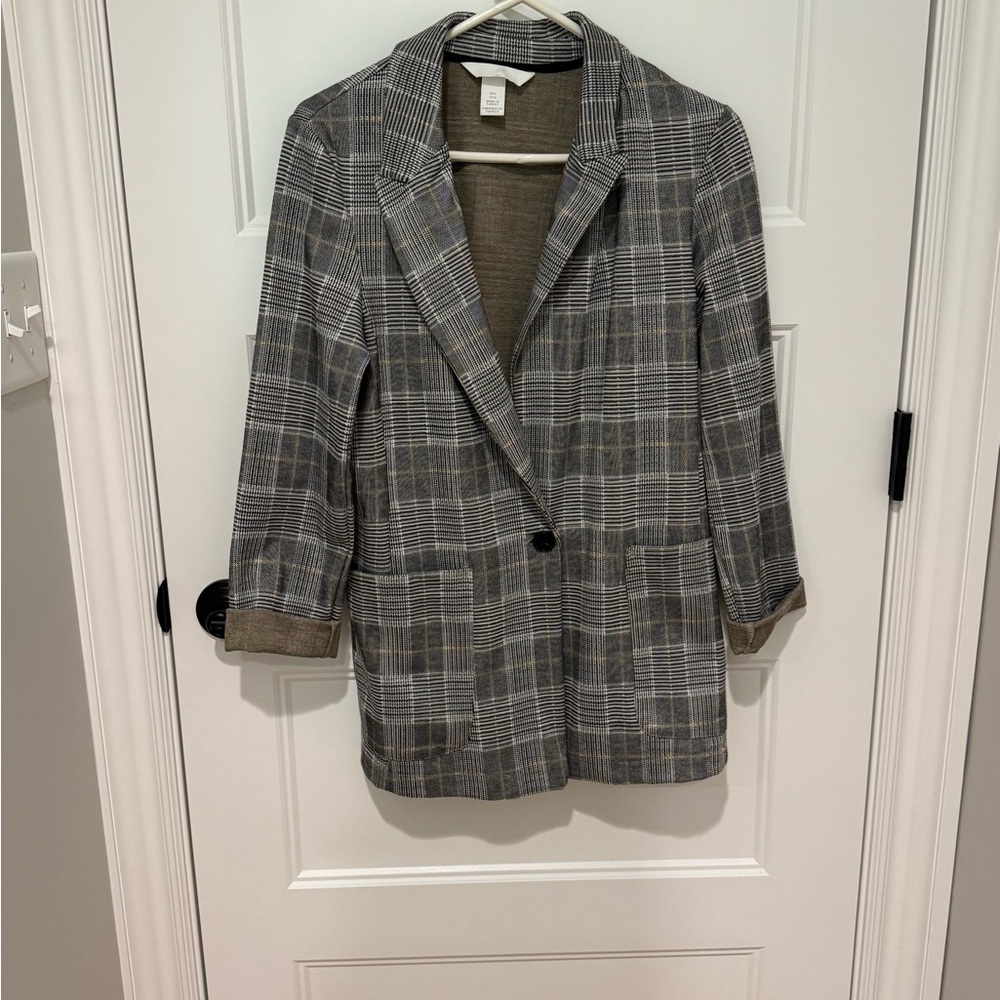 Women's Gray Plaid Blazer